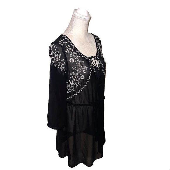 American Eagle Outfitters Sheer Boho Embroidered Sheer Mini Dress/Cover-Up - Picture 5 of 13